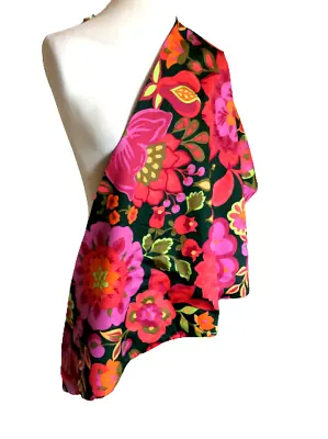 1970s Handmade Maxi Dress Scarf Set Size Small Floral Pink Orange 1960s Groovy • $39.98