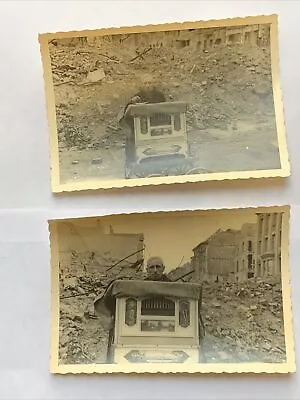 TWO (2) 1945 WWII PHOTOGRAPHS German Organ Player Musician Berlin Destruction • $20