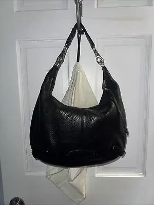 Cole Haan Pebbled Leather Hobo Shoulder Bag Silver/Black W/Dust Bag • $26.99