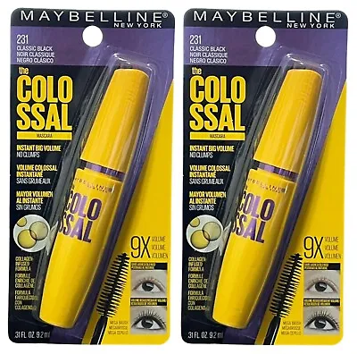 2 Pack Maybelline The Colossal Washable Mascara 231 Classic Black • $13.99