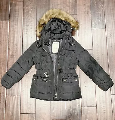 Zara Girls Down Jacket Collection Black Puffer Jacket With Buckle Size 9-10 • $42