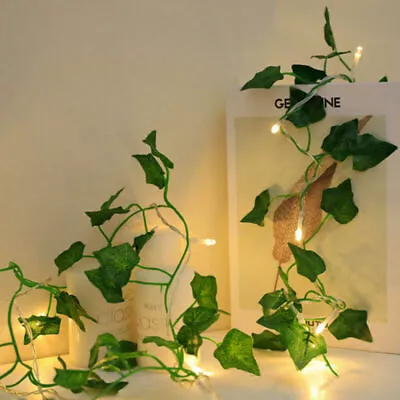50Leds Battery Operated Vine Fairy String Lights Artificial Leaf Hanging Garland • £6.99