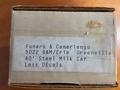 Funaro & Camerlengo Ho Scale 5022 B&M/Erie Greenville 40' Steel Milk Car Kit NEW • $17.95