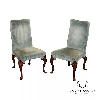 Hickory Chair Co. Queen Anne Style Pair Of Carved Mahogany Side Chairs • $595