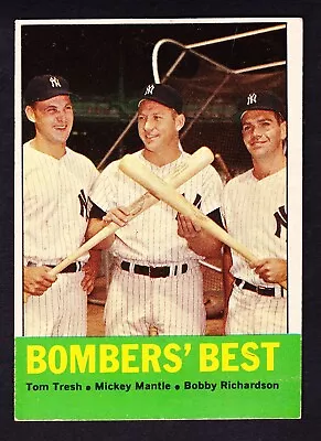 1963 Topps #173 Tom Tresh/mickey Mantle/bobby Richardson • $110