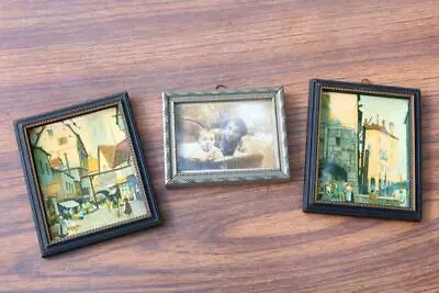 Old Wooden Frames W Art Prints 2 Matching Old European  WZ • £35.71