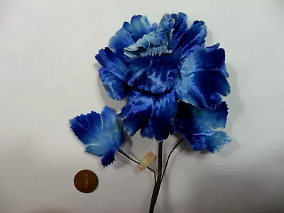 Vintage Velvet Dark Blue Flower - Made In Japan • $8.99