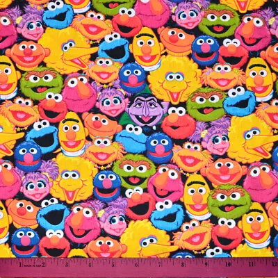 Sesame Street Fabric - HALF YARD Quilting Big Bird Elmo Zoe Oscar Grover Rainbow • $10.98