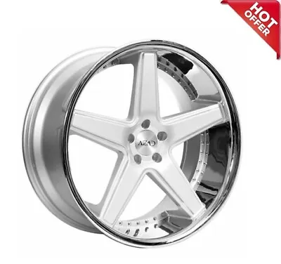 22  Azad Wheels AZ008 Silver Brushed W/ Chrome Lip Rims & Tires Package W/ TPMS • $3369