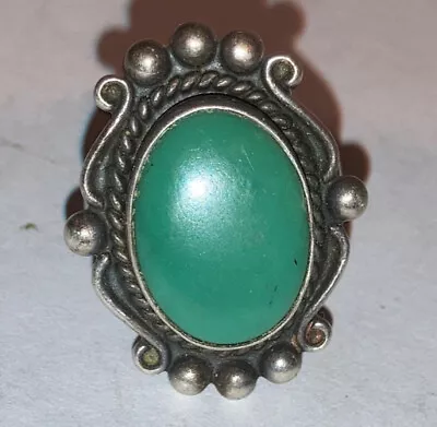 Vintage Navajo Sterling Silver Turquoise  Native American Ring Size 5 • $39.99