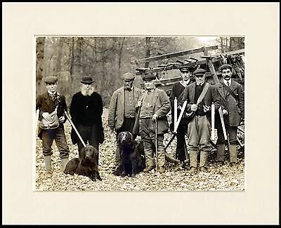 Flat Coated Retriever Edwardian Shooting Party Dog Photo Print Ready Mounted • £6.99