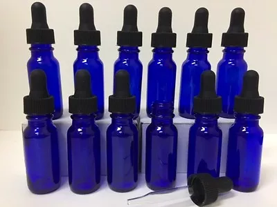 24 Cobalt Blue 15 Ml (1/2 Oz) Glass Bottles With Glass Eye Droppers New 15ML  • $17.99