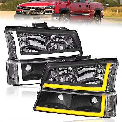 2X LED DRL Headlights Assembly For 2003-2006 Chevy Silverado 1500 2500HD 3500 • $163.99