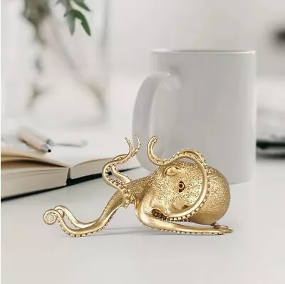 Metal Octopus Animal Statue Tabletop Figurine Decor Gift Mobile Phone Holder NEW • $14.48