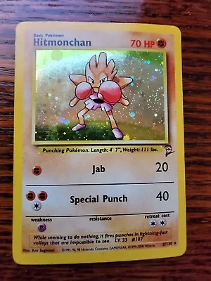 Hitmonchan - 8/130 - Base Set 2 WoTC Vintage Holo Rare Pokemon Card • $11.99