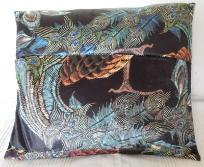£2.99 • Buy Black Velvet Patchwork Peacock Feather Cushion Cover - New Handmade
