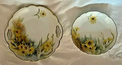 Vienna Austria Round Serving Plate W/matching Haviland France Plate Sunflowers • $15
