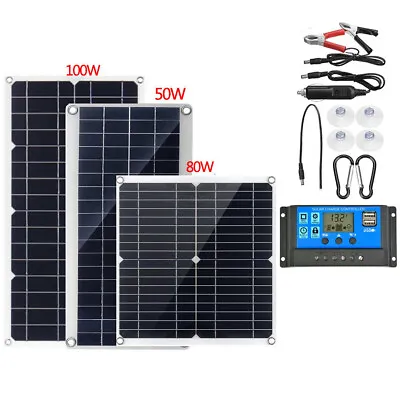 50W/80W/100W Solar Panel Kit 12V 30A Battery Charger Controller For RV Camper • £34.79