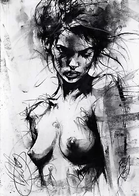 Nude Female ORIGINAL DRAWING Charcoal Expressionism Fine Art Naked NO RESERVE A3 • £30