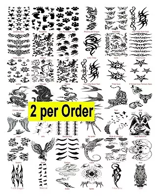 £4.99 • Buy 2 Temporary Fake Tattoos Transfer  Fancy Dress-Choice Stocking Filler Halloween