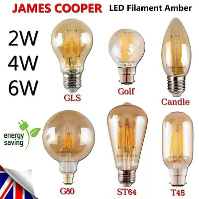 £7.49 • Buy LED Vintage Light A+ Filament Decorative Antique Edison Amber Bulbs B22 E27 E14