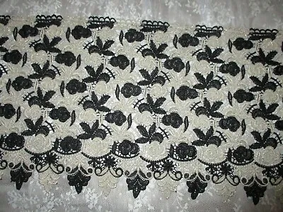 BTY ~ Vintage 14  Black Silver Gold Sparkle  Rayon Venise Lace  Trim~  • $15.50