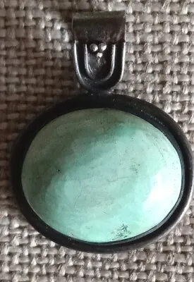 Vintage Bohemian Vibe Green Turquoise Pendant 925  1  1/2   • $18.99