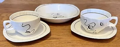 Midwinter Pottery Fantasy (Jessie Tait) 2 Cups & Saucers + 7.5” Bowl. Stylecraft • £12