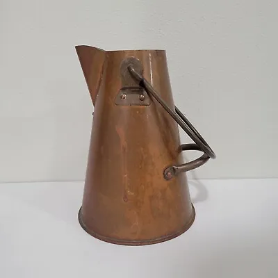 Vintage Copper Brass Mixed Metals Coffee Pot Swing Handle 9   No Lid • $26.99