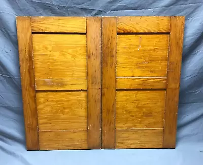 Pair Antique Natural Wood Cupboard Doors 17x29 Cabinet Kitchen VTG Old 461-23B • $99