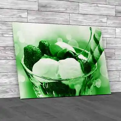 Fruit Ice Cream Sundae Green Canvas Print Large Picture Wall Art • £14.95