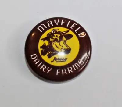 Vintage Mayfield Dairy Farms Jersey The Cow Pin Back Button Collectible • $4.99