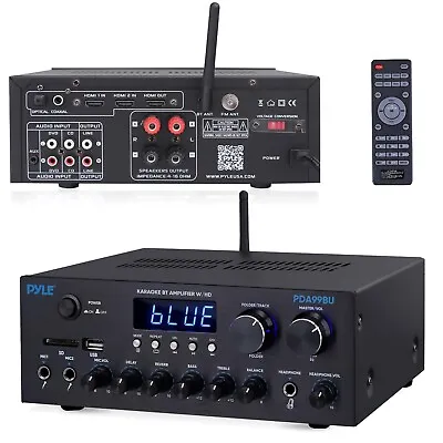 Pyle 300Watt Multi-Channel Power Amplifier W/Bluetooth HDMI Inputs/Outputs • $107.99