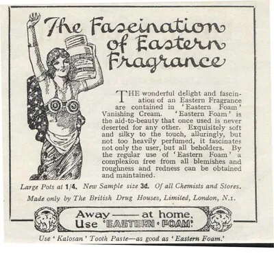 'EASTERN FRAGENCE' FOAM VANISHING CREAM. 1926 Vintage Advert. Free UK P&p • £4.50