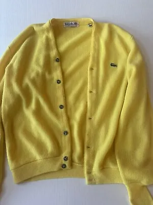 Izod Of London Lacoste Yellow Cardigan Sweater Mens Size Large Vintage • $28