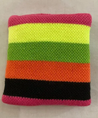 80's  RAINBOW Wristband Sweat Band Yoga Gym Towelling  - Party - Halloween • £1.50