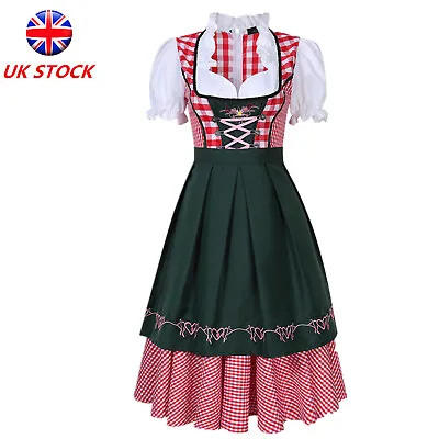 £20.99 • Buy UK Dirndl Womens Oktoberfest German Bavarian Beer Wench Maid Costume Fancy Dress