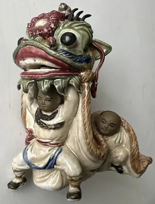 6” China Ceramic Wucai Porcelain Pottery Lion Dragon Dance Figurine  Read Descr  • $100