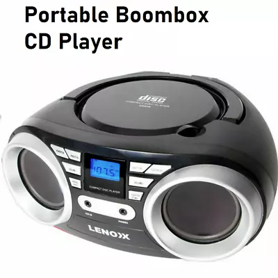 Retro CD Player Portable Boombox FM Radio Music Player System Battery Operated • $79