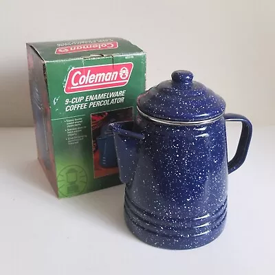 Vintage COLEMAN 9-Cup Enamelware Coffee Percolator In Orig Box C.1993—never Used • $24.95