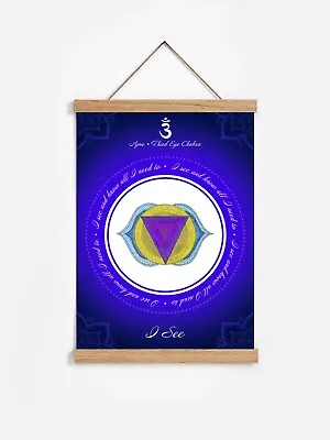 Third Eye Chakra A3 Poster With Mantra And Affirmation | Ajna • £15.15