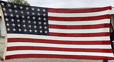 Vintage  Large 5’ X 9 1/2’ WWII 48 Star Bull Dog Bunting Stitched American Flag • $0.99