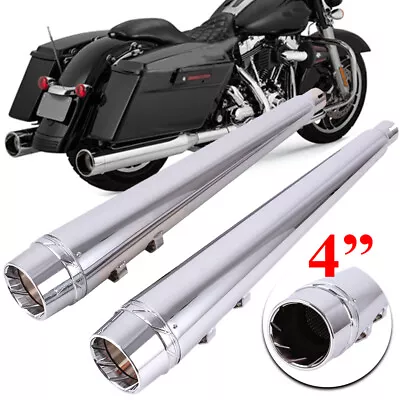 4  Megaphone Exhaust Pipes Mufflers Slip-On For Harley Road Street Glide 95-2016 • $140.95