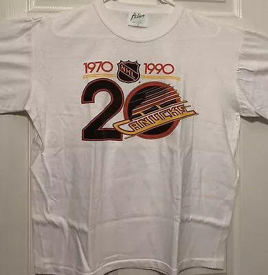 Vtg 1990 VANCOUVER CANUCKS 20 Years NHL Hockey SINGLE STITCH Canada T-Shirt XL • $24.99