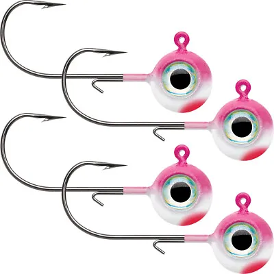 VMC Neon Moon Eye 1/8 Oz. 3D Holographic Jig - 4 Pack - Pink Pearl • $11.25