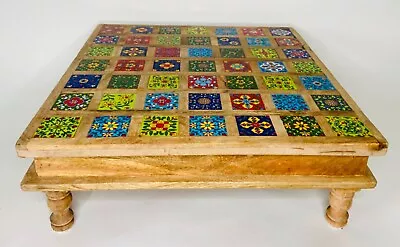 Vintage Handmade Monterey Style Top Table Riser 36 Colored Tiles Folk Art 18x18 • $300