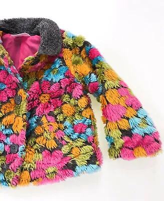 Girls Jacket HANNA ANDERSSON 90 Floral Fuzzy STUNNING Coat SPRING FALL PLUSH 3t • $49.99