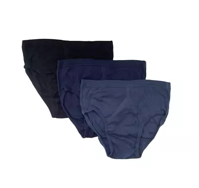 3 X Jockey Mens Y Front Rib Briefs Underwear Black Blue And Navy • $27.95