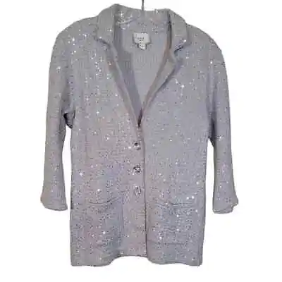 ECI New York Women's Sequin Knit Blazer Jacket Cocktail Evening Gray Size Medium • $27.96