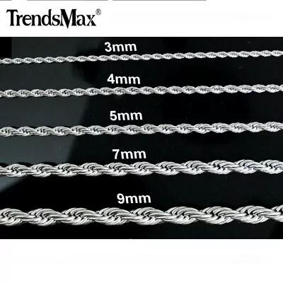 3/5/7mm 16-30  Men's Stainless Steel Twisted Rope Chain Necklace Choker Jewelry • $8.07